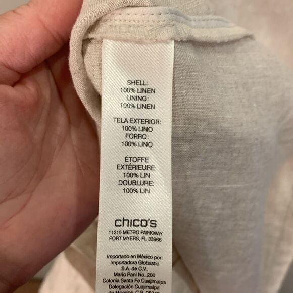 Chicos Linen Side Slit ahirt NWT size 2 natural spring tunic blouse - Picture 7 of 8